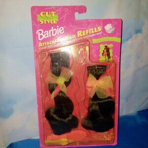 Black Vintage 1994 Cut and Style Barbie Attachable Hair Refills Set New/NOS